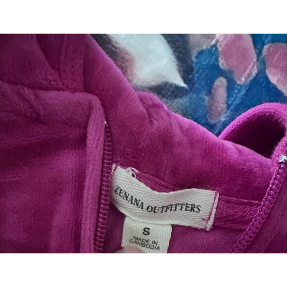 Zenana Outfitters hot pink velour zip hoodie and matching pants S/M - Picture 4 of 9